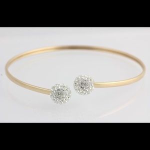 14k solid gold bangle with ball rhinestones.
